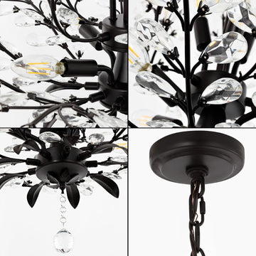 Diantha 28.5" 7-Light Contemporary Bohemian Iron/Acrylic LED Pendant - JONATHAN Y